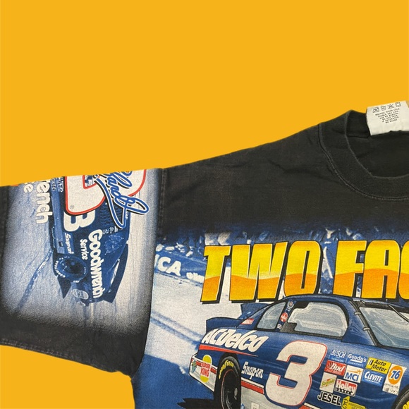90s Vintage Dale Earnhardt Sr and Jr NASCAR all over print t-shirt made in USA - Picture 4 of 6
